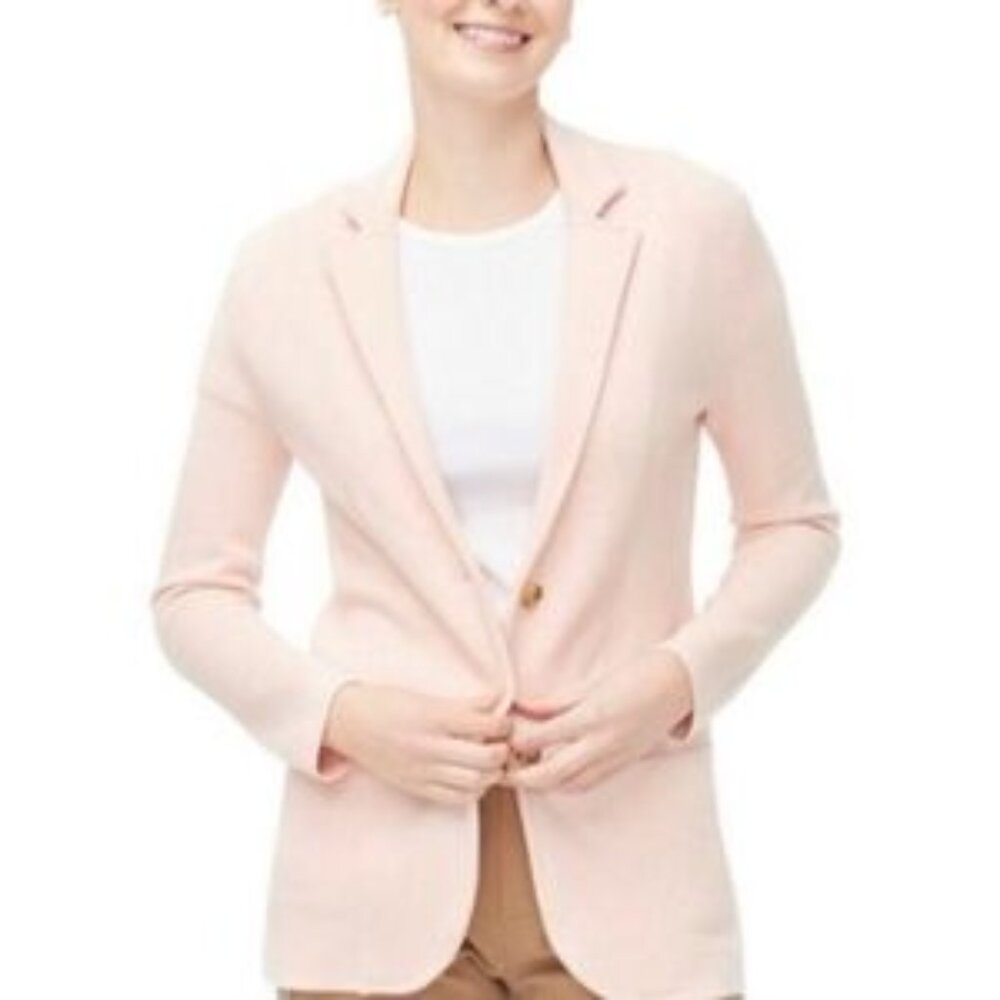 J. Crew Sweater Blazer Women Medium Pink 100% Cotton Knit Versatile Pockets